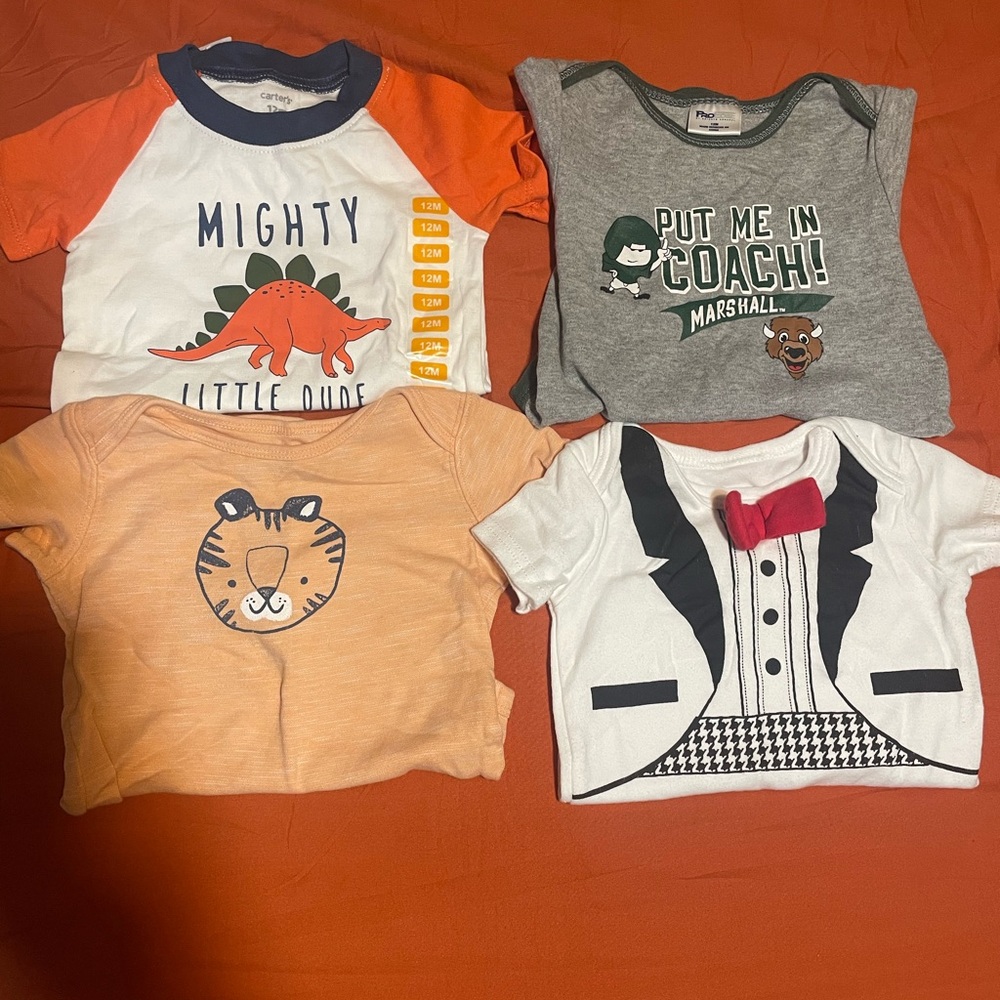 Set of 4 Baby Onesies with Fun Designs